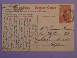 AK1 CONGO BELGE BELLE CARTE ENTIER SERIE 1 .N°32  1921 MATADI A LAAEKEN BELGIEN +AFFRAN. INTERESSANT + - Interi Postali