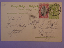 AK1 CONGO BELGE BELLE CARTE ENTIER SERIE 1 .N°35  1913 KINSHASA A BRUSSELS  BELGIEN +AFF. INTERESSANT++ - Stamped Stationery