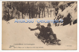 CPA 63 Luge Sports D'Hiver Sur La Route Du Puy De Dôme L'Auvergne Pittoresque - Other & Unclassified