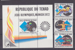 TCHAD - CHAD - O / FINE CANCELLED - 1973 - MUNICH SUMMER OLYMPICS - Yv. 255/7 + Bl. 13     Mi. 550/2 + Bl. 44 - Tchad (1960-...)