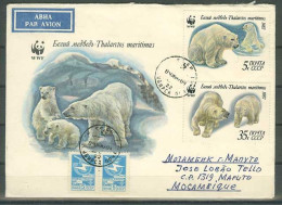 URSS Russie Lettre W.W.F. Ours Polaire Voyagé A Mozambique 1987 USSR Russia Polar Bear WWF Cover To Moçambique - Cartas & Documentos