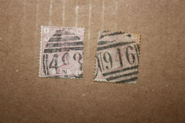 2 Timbres Grande-bretagne 1876 Mi. 47 Oblitéré Reine Victoria, 2 1/2 Pence Rouge , E,M & B,C. - Gebruikt