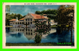 ALBANY, NY - LAKE HOUSE, WASHINGTON PARK - TRAVEL IN 1952 -  PRINCLYS GREETING CARD - - Albany
