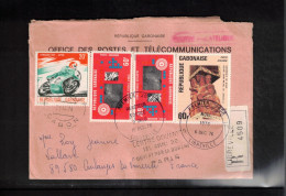 Gabon 1976 Fossils + Motorbikes Races Interesting Registered Letter - Fossiles