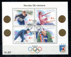 NORWEGEN Block 14, Bl.14 Spec.FD Canc. - Olympiasieger, Olympic Champions Olympique - NORWAY / NORVÈGE - Blocs-feuillets