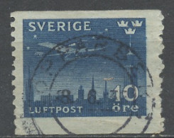 Suède - Schweden - Sweden Poste Aérienne 1930 Y&T N°PA4 - Michel N°F245D - 10ö Service Postal Nocturne - Used Stamps