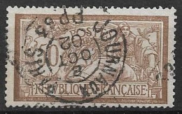 France N°120c Merson 50c Variété Sans Teinte De Fond Oblitéré PP Journaux 53 Paris 1902 - Used Stamps