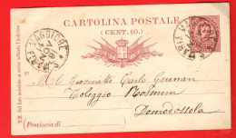 GLF-36  Cartolina Postale Viaggiatta In 1891  Per Domodossola - Oblitérés