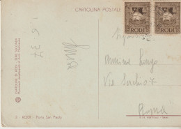 709-Rodi-Egeo-Ex Italia-Posta Militare Occupazione Dodecaneso-Storia Postale  10c.x 2.pittorica X Roma - Egeo (Rodi)