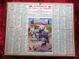 1937 Almanach Calendrier Des Postes & Télégraphes Grand Format-Une Visite Aux Grands Parents-Imprimeur Oberthur-13-BDR - Tamaño Grande : 1921-40