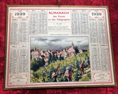 Vignerons A Riquewihr Haut Rhin 1939 Almanach Calendrier Postes & Télégraphes Grand Format--Imprimeur Oberthur-13-BDR - Formato Grande : 1921-40