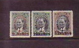 1940 TURKEY SURCHARGED COMMEMORATIVE STAMPS FOR THE IZMIR INTERNATIONAL FAIR MINT WITHOUT GUM - Nuevos
