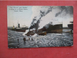 Tug Record & Sinclair Breaking Ice Duluth.  Ref 6038 - Sleepboten