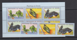 MINERALS -  GUINEE REP - 1999 - MINERALS STRIP OF 3 +  SHEETLET OF 6  MINT NEVER HINGED - Minéraux