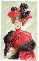 CP Illustration D'une Femme En Chapeau Mode 1900 Editions Avec  Pub Pétrole Hahn . - Mode