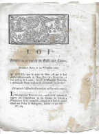 Loi Relative Au Service De La Poste Aux Lettres - Paris 24 Novembre 1790 Administrateurs Du Directoire -Eure & Loir 1791 - Décrets & Lois