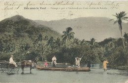 FRENCH POLYNESIA - ILES SOUS LE VENT - PASSAGE A GUE A L'EMBOUCHURE D'UNE RIVIERE A RAIATEA - GOOD FRANKING1906 - Polynésie Française