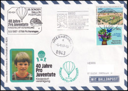 UNO WIEN 1987 Ballonpost Bordstempel OE-KZA - Covers & Documents