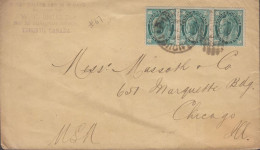 1898. CANADA, Victoria. 1 CENT In 3-STRIPE On Cover To Chicago USA Cancelled TORONTO Mar 5 98 ... (Michel 63) - JF439374 - Lettres & Documents