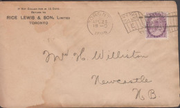 1899. CANADA, Victoria. 2 CENTS On Cover To Newcastle N. B Cancelled With Flag Cancel TORONTO ... (Michel 64) - JF439375 - Lettres & Documents