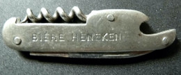 Bière HENEKEN - Couteau Ancien - 1 Lame - Tire Bouchons Et Décapsuleur - Messer