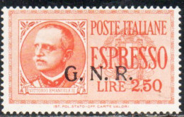 ITALIA REGNO ITALY KINGDOM 1943 1944 REPUBBLICA SOCIALE RSI ESPRESSO SPECIAL DELIVERY GNR LIRE 2,50 MNH FIRMATO SIGNED - Eilsendung (Eilpost)