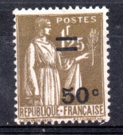 FRANCE / TYPE PAIX N° 298 - 50c Sur 1f,25 OLIVE NEUF * * - 1932-39 Paix