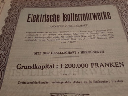 Elektrische Isolierrohrwerke A.G. - Aktie Von 500 Franken Lautend Auf Den Inhaber - Hergenrath Dezember 1936. - Electricity & Gas