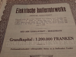 Elektrische Isolierrohrwerke A.G. - Aktie Von 500 Franken Lautend Auf Den Inhaber - Hergenrath Dezember 1936. - Elektriciteit En Gas