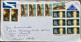 SOUTH AFRICA 1987, STATIONERY COVER, EXPRESS, USED TO USA, 15 MULTI STAMP, MANGANESE, YANADIUM, CHROOM,  3 DIFF MINERAL - Briefe U. Dokumente