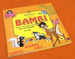 Livre-Disque  Vinyle 45 Tours  Bambi   (1967)  Raconté Par Claude Nicot Et Anna Gaylor Walt Disney   Disneyland LLP309F - Kinderen