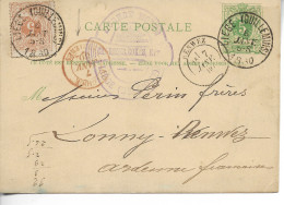 MEZIERES Ardennes Cachet D'Entrée Rouge BELGIQUE MEZIERES Sur Cpa LIEGE Pour RENWEZ 1880 Indice 15 ....................G - Legerstempels (voor 1900)