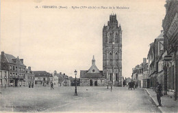 FRANCE - 27 - VERNEUIL - Eglise XVe Siècle Et Place De La Madeleine - Edit G Foucault - Carte Postale Ancienne - Verneuil-sur-Avre