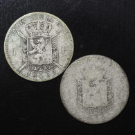 Belgique / Belgium, Léopold II, Lot (2)  1 Franc, 1869 &…, Argent (Silver), KM#28 - 1 Franc