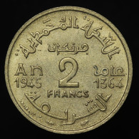 Maroc / Morocco, Mohammed V, 2 Francs, 1945 (1364), Bronze-Aluminium , SUP (AU), Y#42 & Lec.233 - Morocco