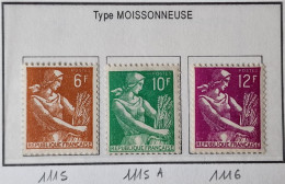 3 TIMBRE France N° 1115 1115A "état" 1116 Neufs - 1957-59 - Yvert & Tellier 2003 Coté Minimum 2 € - 1957-1959 Oogst