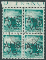 1945-47 TRIESTE AMG VG USATO DEMOCRATICA 25 CENT QUARTINA - RC27-2 - Usati