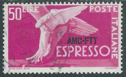 1953 TRIESTE A ESPRESSO USATO 50 LIRE FILIGRANA III - RC24-4 - Express Mail