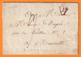 1818 - Lettre Pliée Avec Correspondance De Paris Vers Marseille - Taxe 9 - Consul De Trébizonde - 1801-1848: Vorläufer XIX