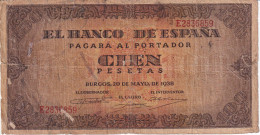 BILLETE DE ESPAÑA DE 100 PTAS 20/05/1938 SERIE E (BANK NOTE) - 100 Peseten