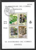 ANDORRA CORREO ESPAÑOL HOJITA BLOQUE MATASELLADO DE PRIMER DIA  (S.B.1) - Used Stamps