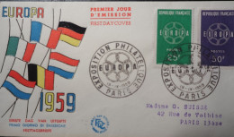 EUROPA CEPT FRANCE-1959  PREMIER JOUR 2 FDC - 1959