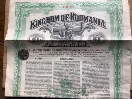 Roumanie Kingdom Of Roumania  Obligation L 10 - J - L