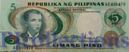 PHILIPPINES 5 PISO 1970 PICK 148a AU+ W/STAINES - Philippines