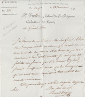 Lettre Autographe Signature Guillaume Raymond Amant Vivies De La Prade Général Militaire Révolution Et De L’Empire - Other & Unclassified