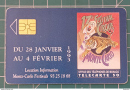 MONACO PHONECARD CIRQUE CIRCUS - Monace