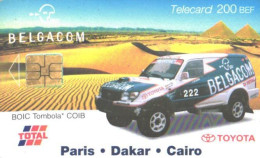 Belgium:Used Phonecard, Belgacom, 200 BEF, Car, Dakar Rally, Toyota, 2002 - Con Chip