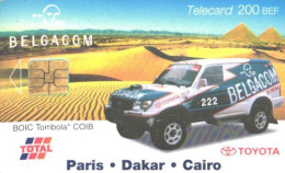 Belgium:Used Phonecard, Belgacom, 200 BEF, Car, Dakar Rally, Toyota, 2002 - Mit Chip