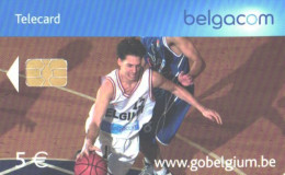 Belgium:Used Phonecard, Belgacom, 5 €, Sport, Basketball, 2006 - With Chip