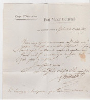 Corps D'observation Etat Major Général Strasbourg 1807 Lettre Autographe Signature Général Claude Rostollant Empire - Other & Unclassified